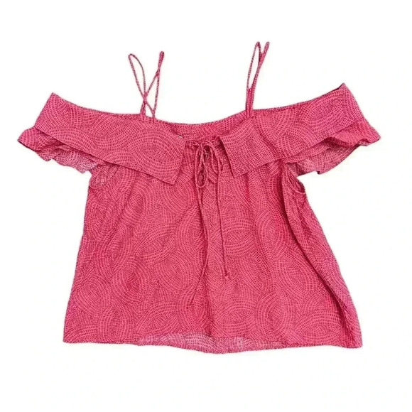 Maeve Mandalay Open Shoulder Blouse Size XS Pink Red Anthropologie - Picture 5 of 7